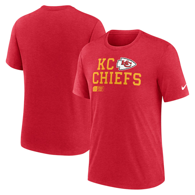 Men's Kansas City Chiefs Red Overlap Lockup Tri-Blend T-Shirt